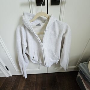 TNA Cozy Cloud Grey Cropped Zipup Hoodie